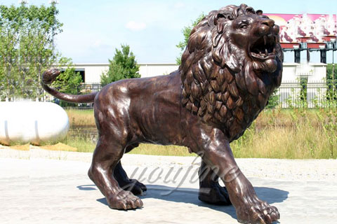 Bronze lion statues life-size animal sculptures for decoration