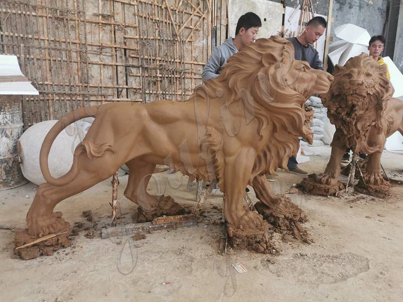 clay model of bronze lion statues-YouFine Sculpture
