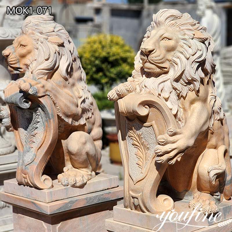 lion with shield statue-YouFine Sculpture