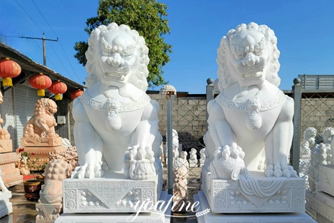marble foo dog statues-YouFine Sculpture.