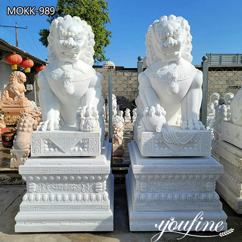 marble foo dog statues-YouFine Sculpture