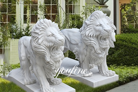 white marble lion statues-YouFine Sculpture .