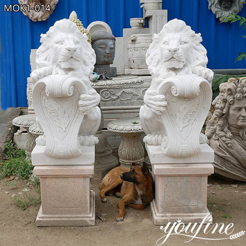 lion with shield statue-YouFine Sculpture