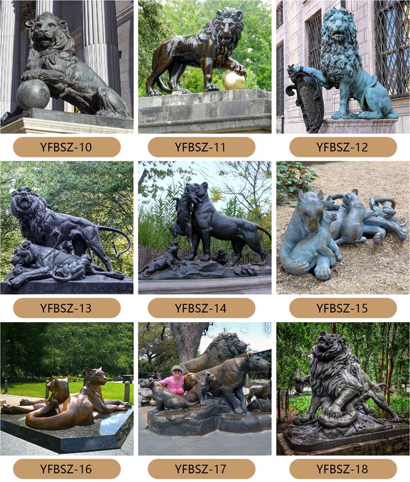 more bronze lion sculptures