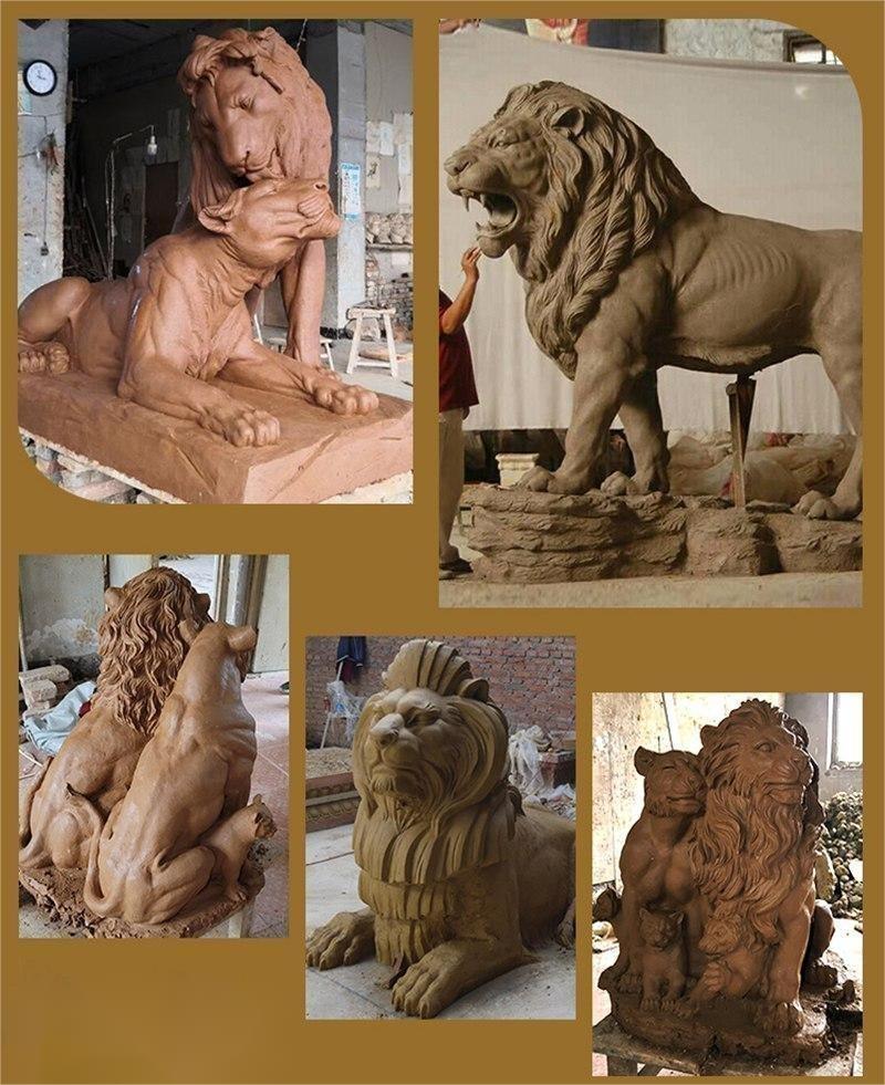 Detailed Lion Statue Clay Models