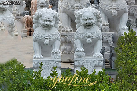 Large Chinese Marble Foo Dog Statue Porch Decoration