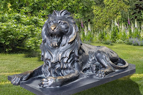 Life Size Outdoor Bronze Lying Lion Statue Garden Decor Factory Supply