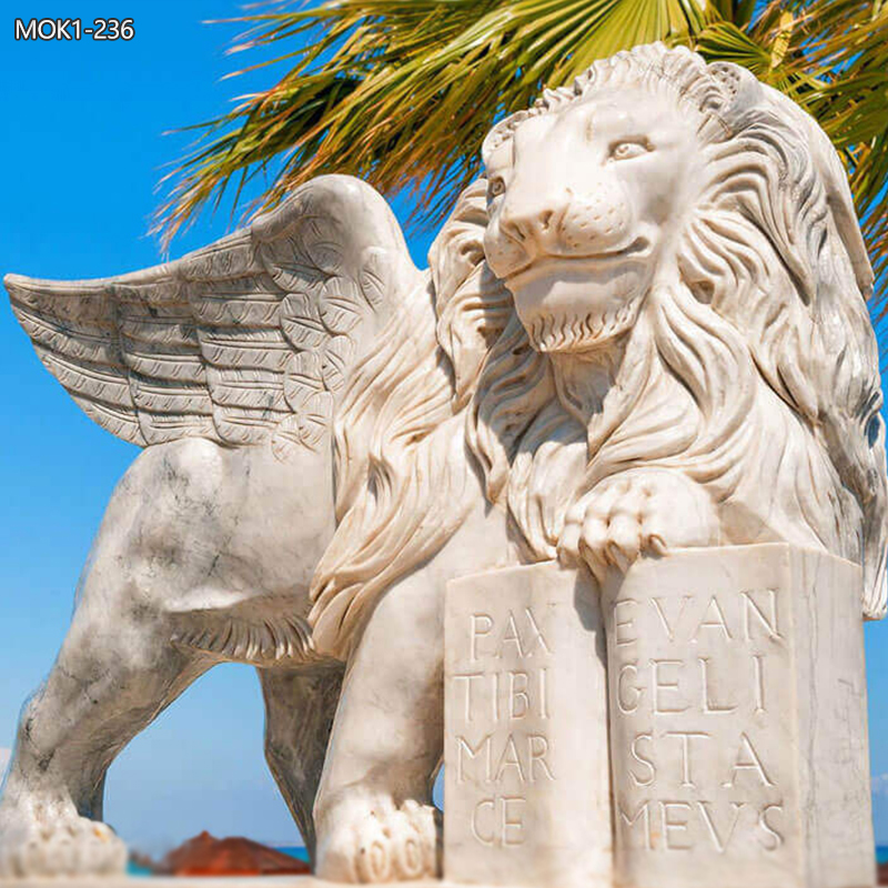 White Marble Winged Lion Statue Introduction